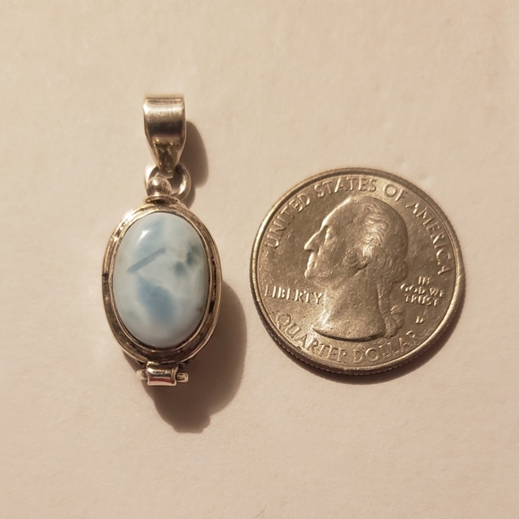 Larimar Poison Box Pendant Necklace - Picture 4 of 12